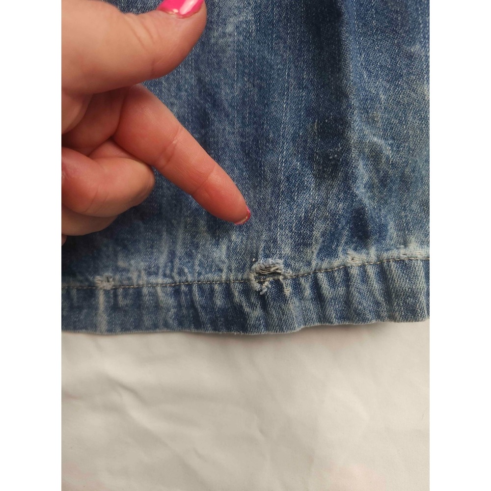 Vintage 80s 90s Blassport Skirt 4P Petite Blue Acid Wash Denim Indie Cabincore - Picture 9 of 10